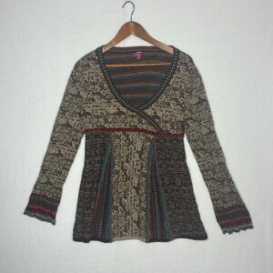 IVKO 100% lambswool extra fine boho cottage sweater size Lg